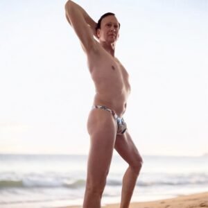 Men's thong - White with Feathers