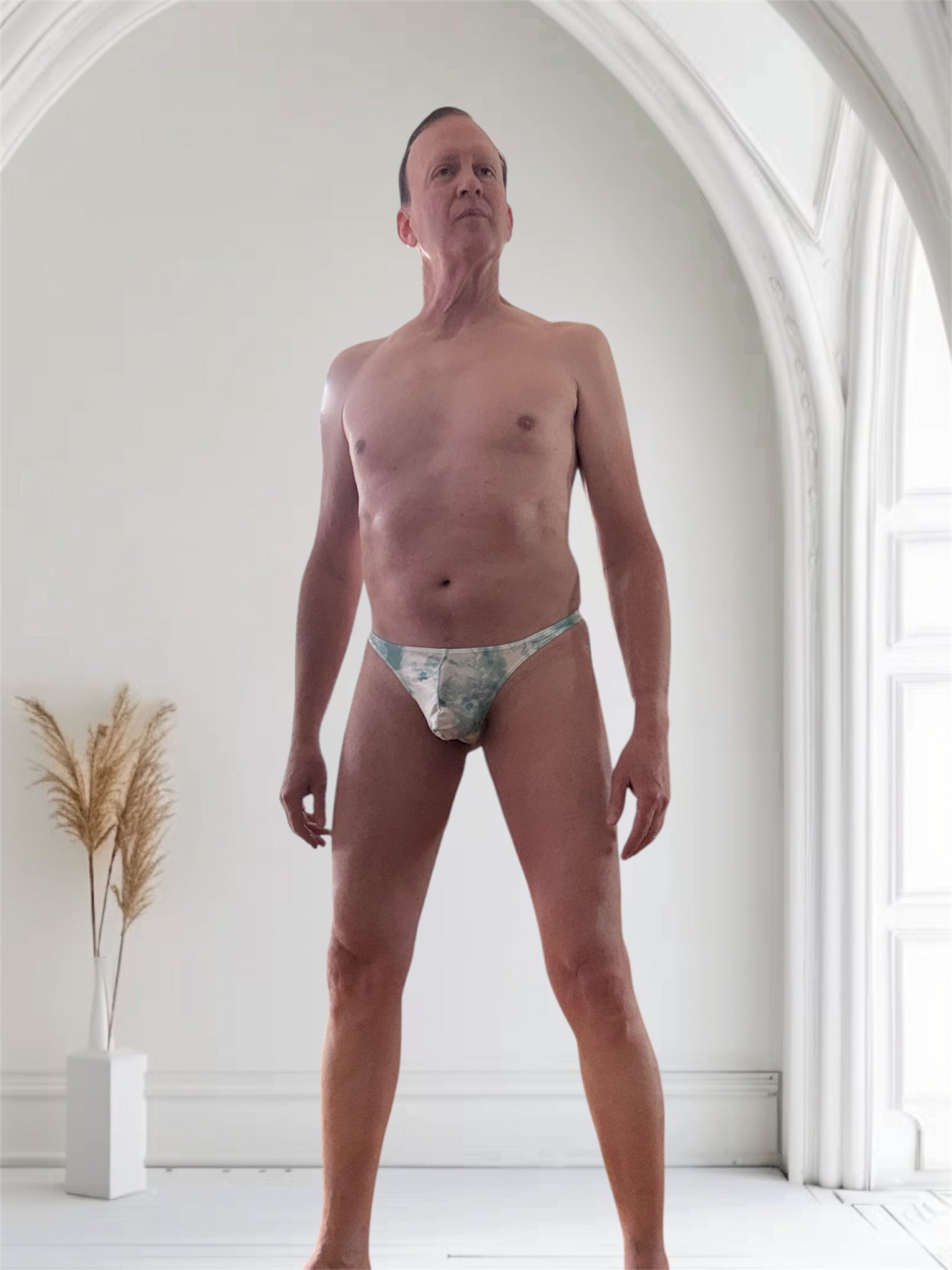 Men's thong - Blue & White Tie Dye